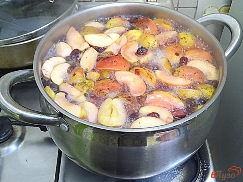 Фото приготовление рецепта: Компот из винограда кизила и яблок шаг №8