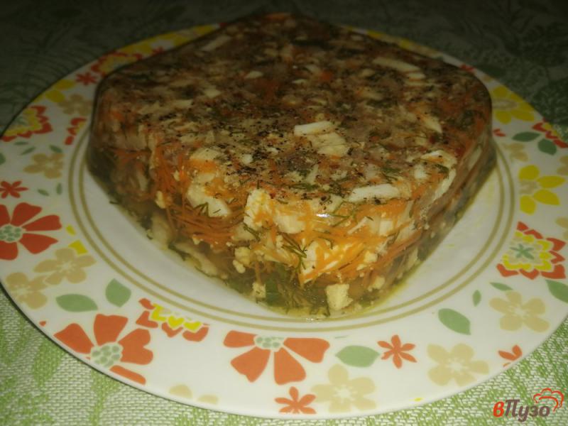 Фото приготовление рецепта: Заливное из курицы с яйцами и морковью шаг №12