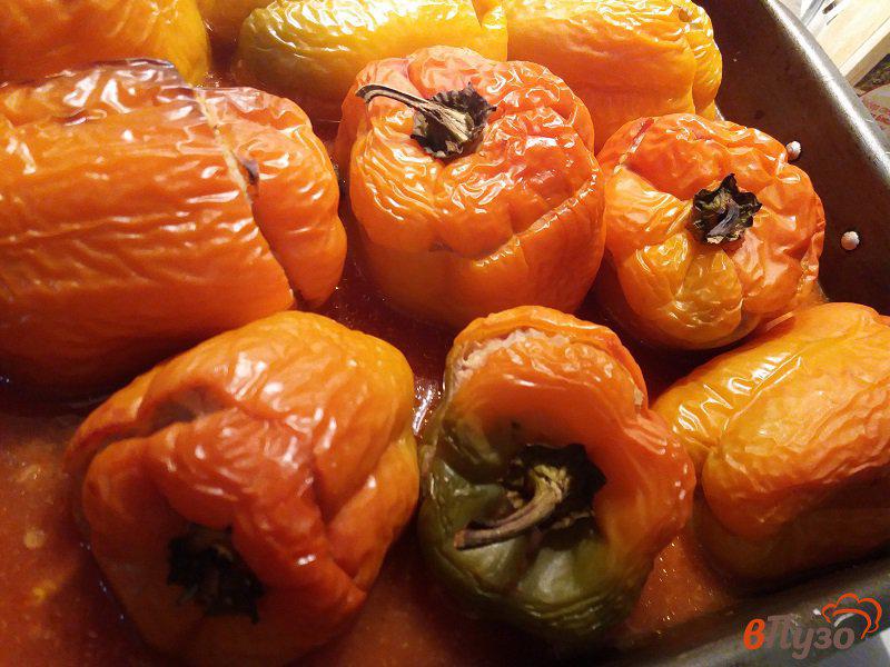 Фото приготовление рецепта: Фаршированный мясным фаршем перец в томатном соусе шаг №11