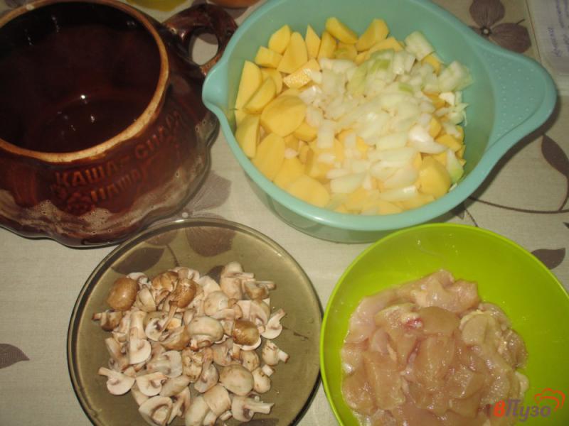 Фото приготовление рецепта: Картофель с куриной грудкой в горшочке в сливочном соусе шаг №1