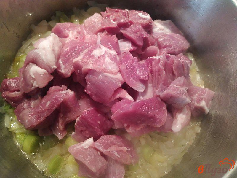 Фото приготовление рецепта: Рагу из свинины с шампиньонами и овощами шаг №4