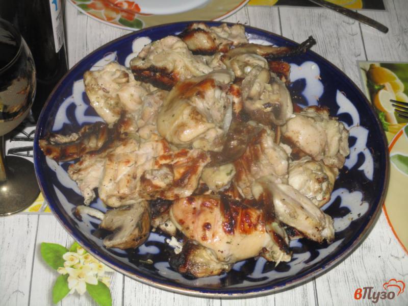 Фото приготовление рецепта: Шашлык куриный с грибами шаг №6
