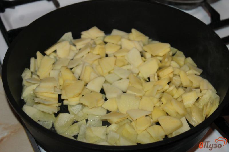 Фото приготовление рецепта: Жареный картофель с паприкой и колбасой шаг №2