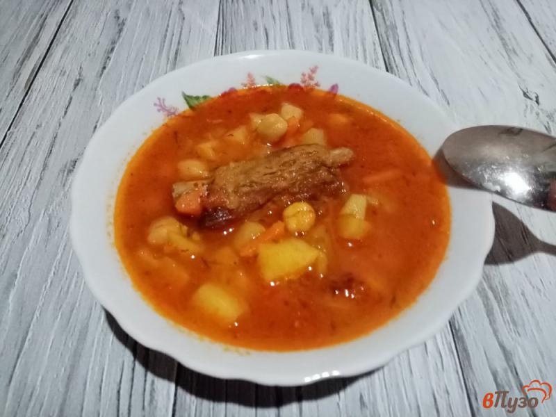 Фото приготовление рецепта: Томатный суп с нутом шаг №9