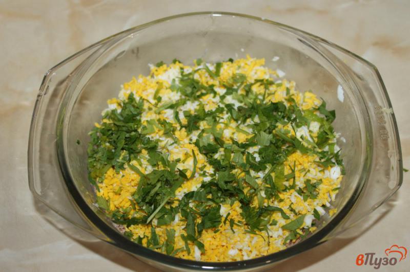 Фото приготовление рецепта: Слоеный салат с консервированным тунцом и плавленым сыром шаг №2
