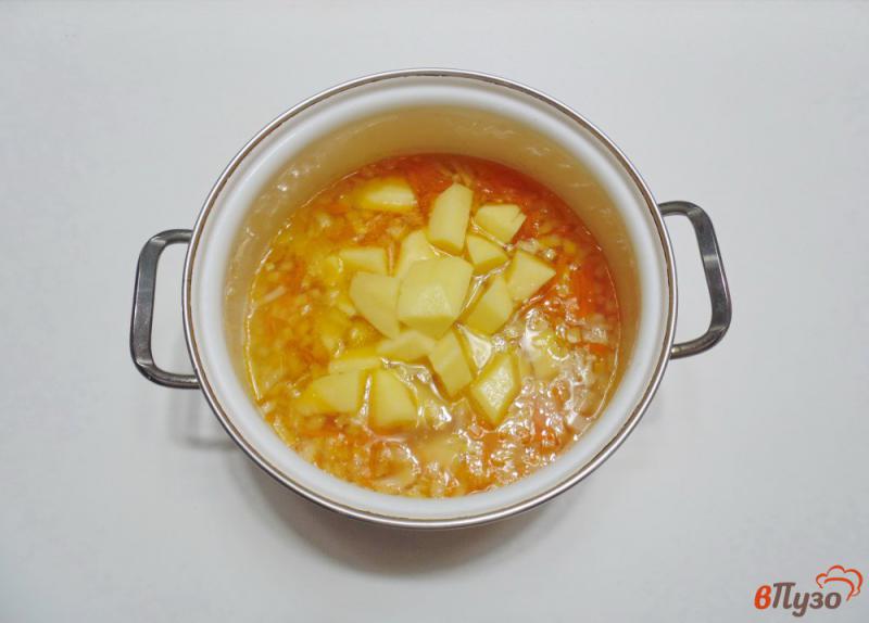 Фото приготовление рецепта: Фасолевый суп с томатом шаг №4