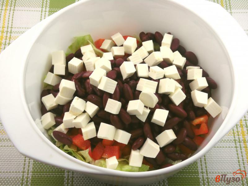 Фото приготовление рецепта: Салат фасолевый с сыром фета и перцем шаг №4