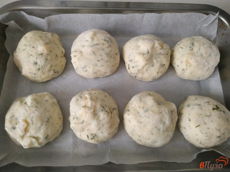 Фото приготовление рецепта: Булочки с сыром и с зеленью шаг №10
