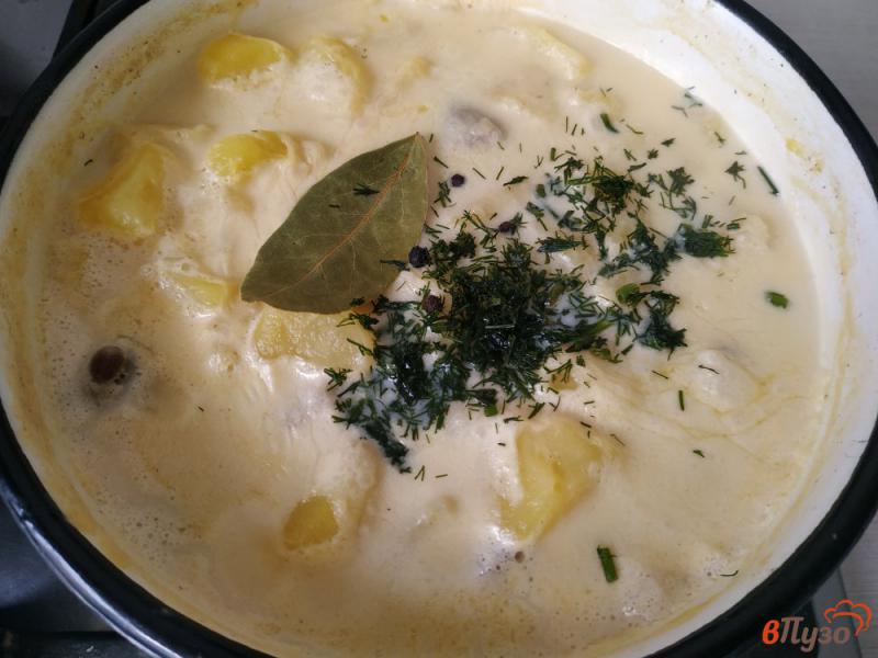 Фото приготовление рецепта: Тушеный картофель с сердечками и с плавленым сыром шаг №5