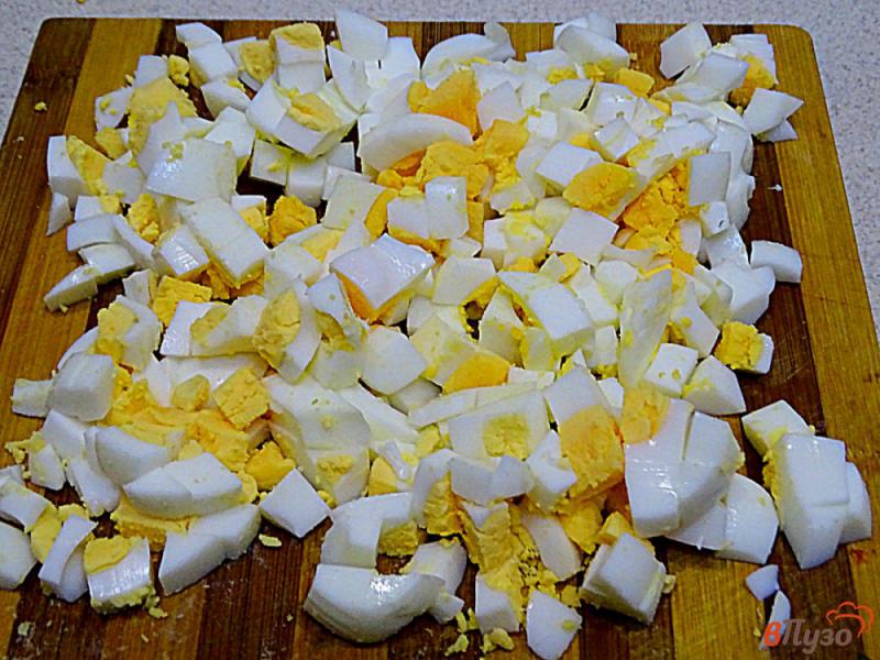 Фото приготовление рецепта: Салат из зелёного лука яйца и укропа шаг №4