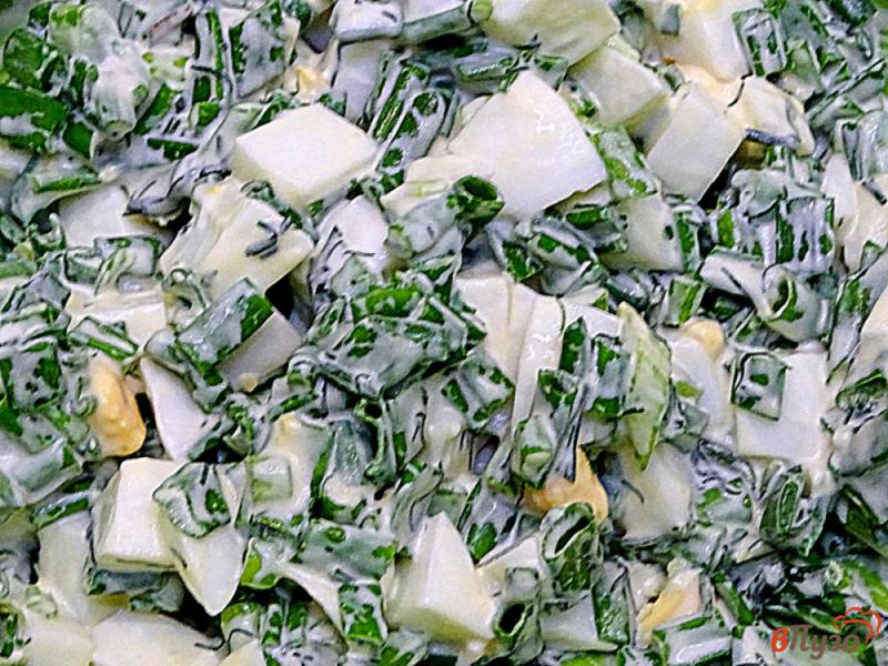 Фото приготовление рецепта: Салат из зелёного лука яйца и укропа шаг №6