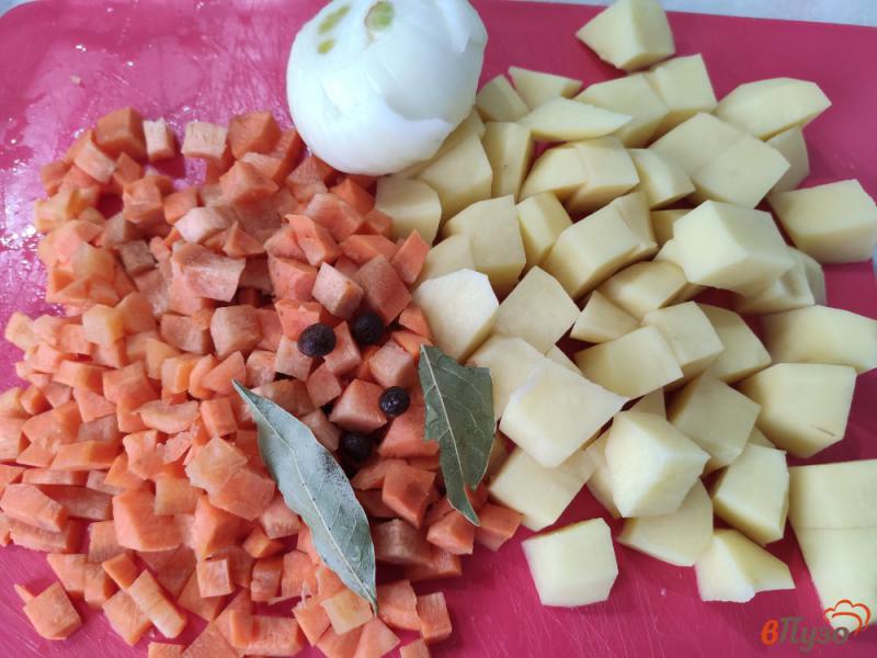 Фото приготовление рецепта: Овощной суп с макаронами и плавленным сырком шаг №2