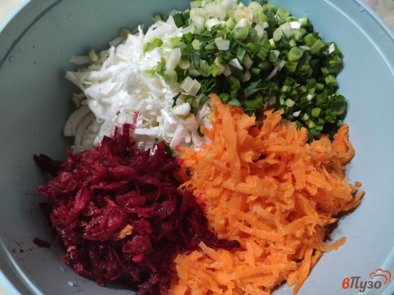 Фото приготовление рецепта: Салат из зимних овощей с зелёным луком шаг №4