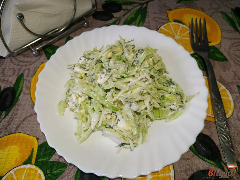 Фото приготовление рецепта: Салат с молодой капустой и сыром фета шаг №6