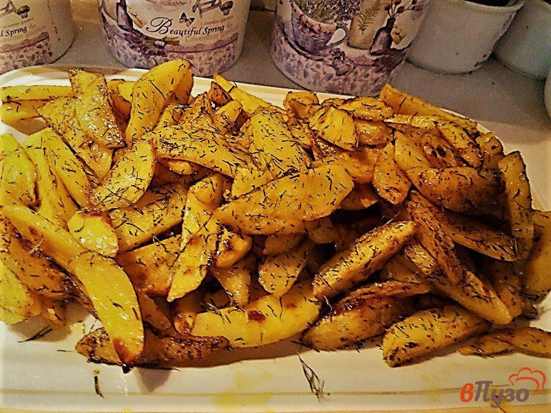 Фото приготовление рецепта: Запеченный картофель с укропом шаг №9