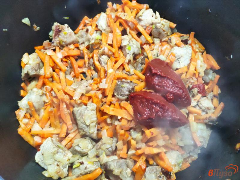 Фото приготовление рецепта: Плов из свинины с рисом и томатной пастой шаг №6