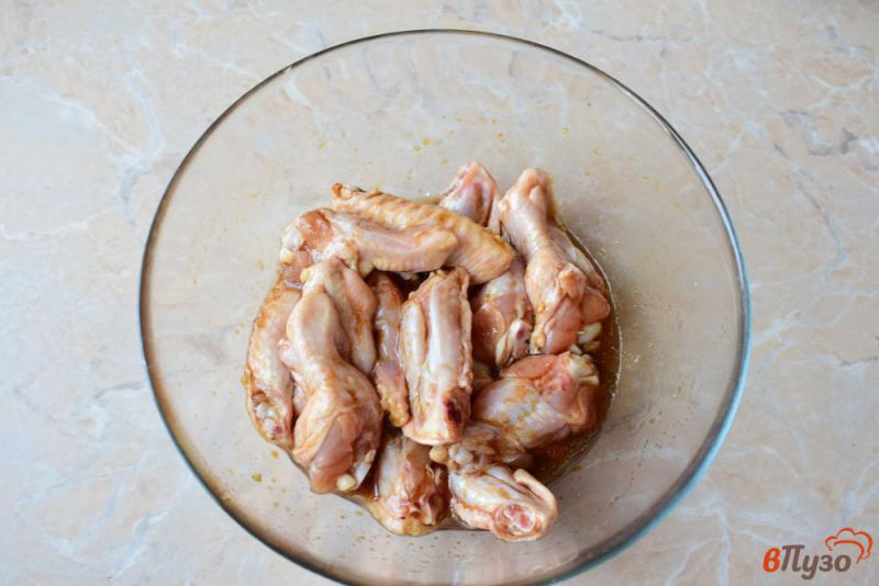 Фото приготовление рецепта: Куриные крылышки с соевым соусом шаг №3