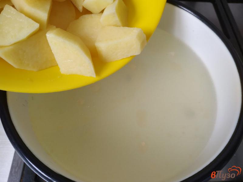 Фото приготовление рецепта: Картофельный суп на рыбном бульоне шаг №1