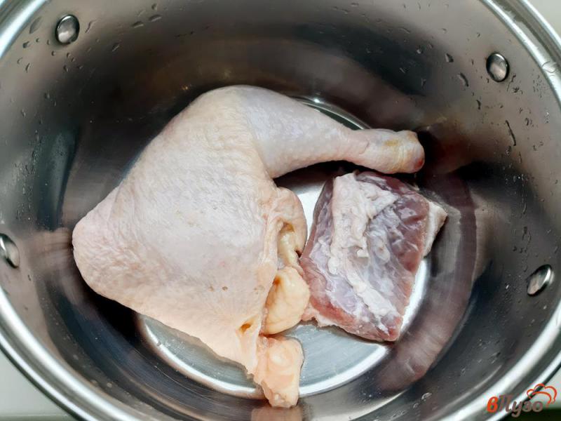 Фото приготовление рецепта: Борщ с курицей свининой и сладким перцем шаг №1