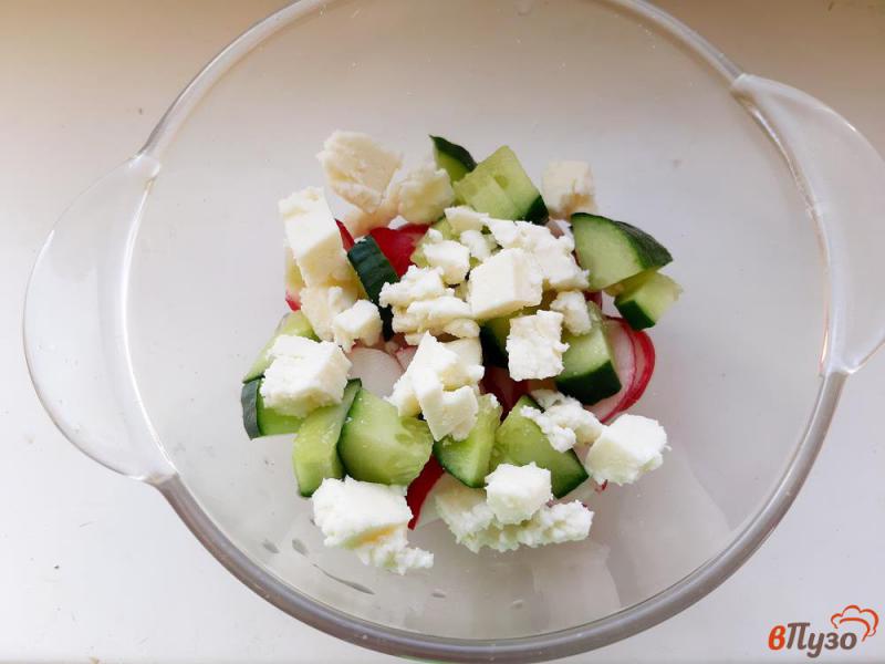 Фото приготовление рецепта: Салат из редиски с адыгейским сыром шаг №3