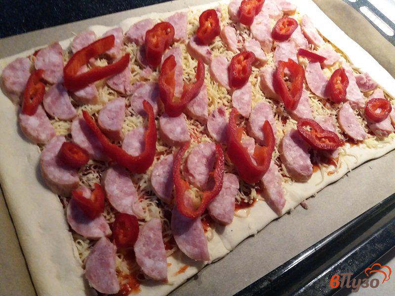 Фото приготовление рецепта: Открытый пирог А-ля пицца шаг №10