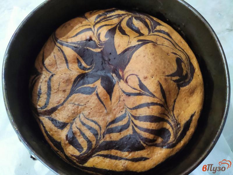 Фото приготовление рецепта: Пирог Зебра на сметане шаг №10