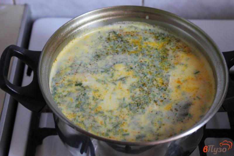 Фото приготовление рецепта: Сливочный суп с сырно - шпинатными шариками шаг №6