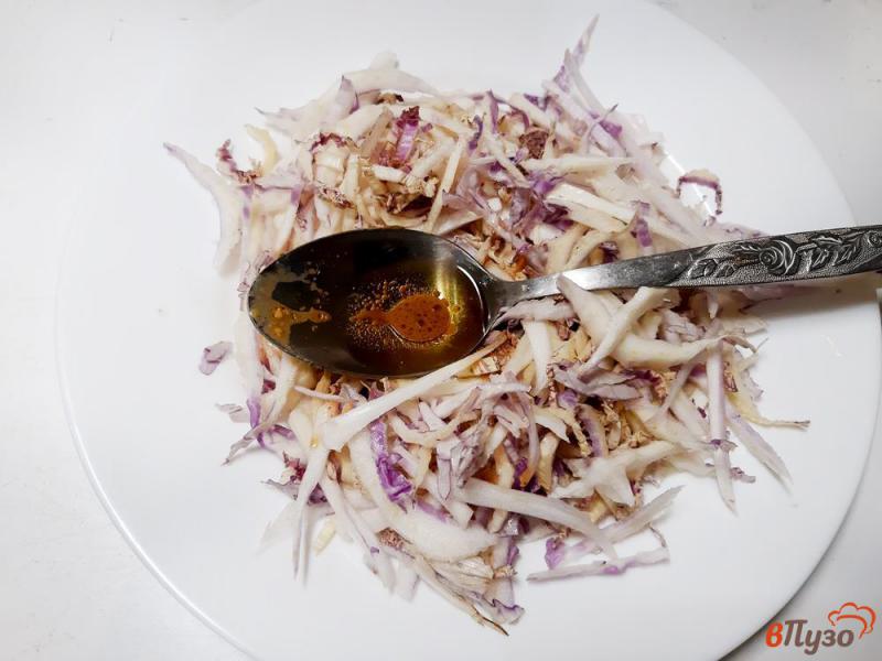 Фото приготовление рецепта: Салат из краснокачанной капусты с огурцами шаг №4