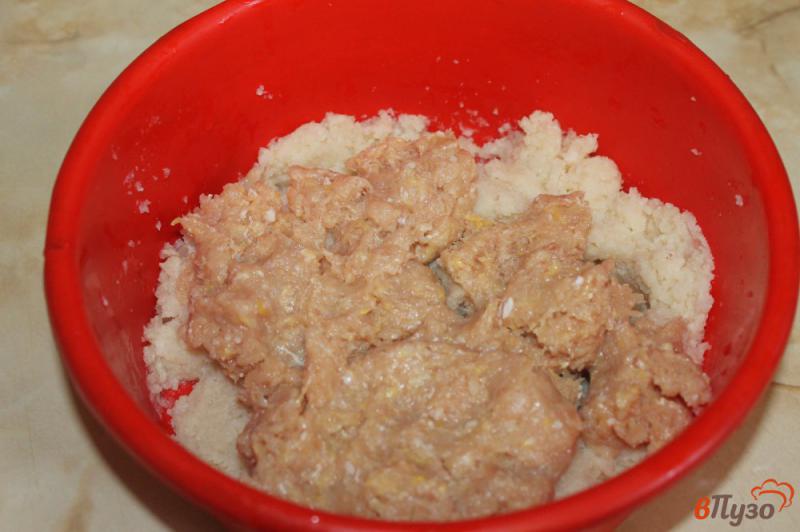 Фото приготовление рецепта: Мясные оладьи с цветной капустой шаг №2