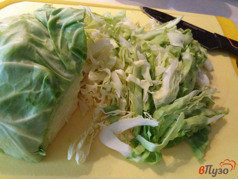 Фото приготовление рецепта: Салат из молодой капусты с помидорами и сметаной шаг №3
