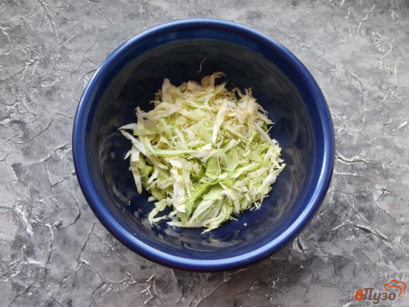Фото приготовление рецепта: Салат из молодой капусты со свежим огурцом и колбасой шаг №1
