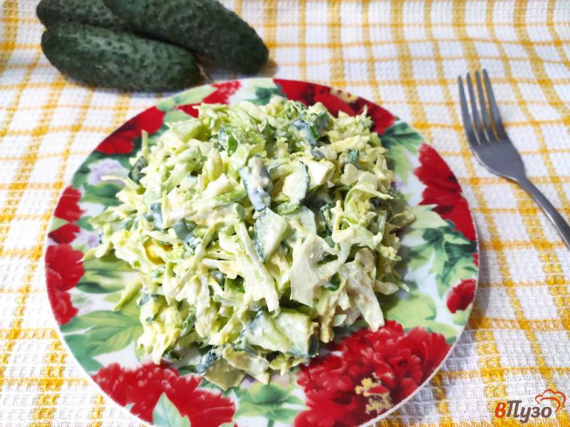 Фото приготовление рецепта: Салат из молодой капусты со сметанно-сырной заправкой шаг №9