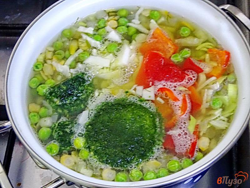 Фото приготовление рецепта: Разгрузочный суп с фасолью и кукурузой шаг №8