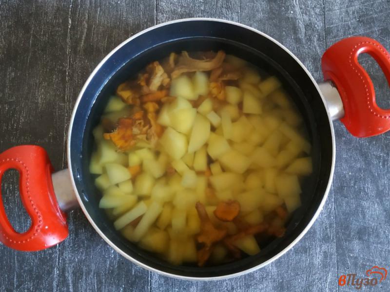 Фото приготовление рецепта: Суп с лисичками и тушенкой шаг №2
