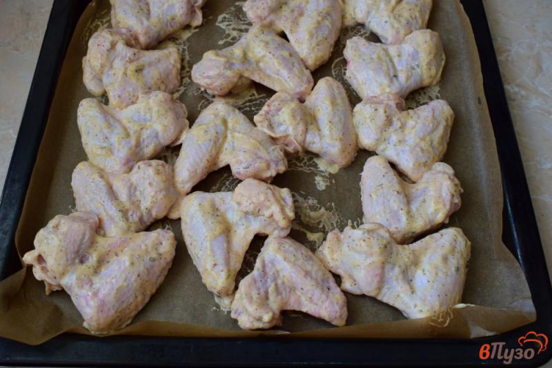Фото приготовление рецепта: Куриные крылышки в майонезе с горчицей шаг №5