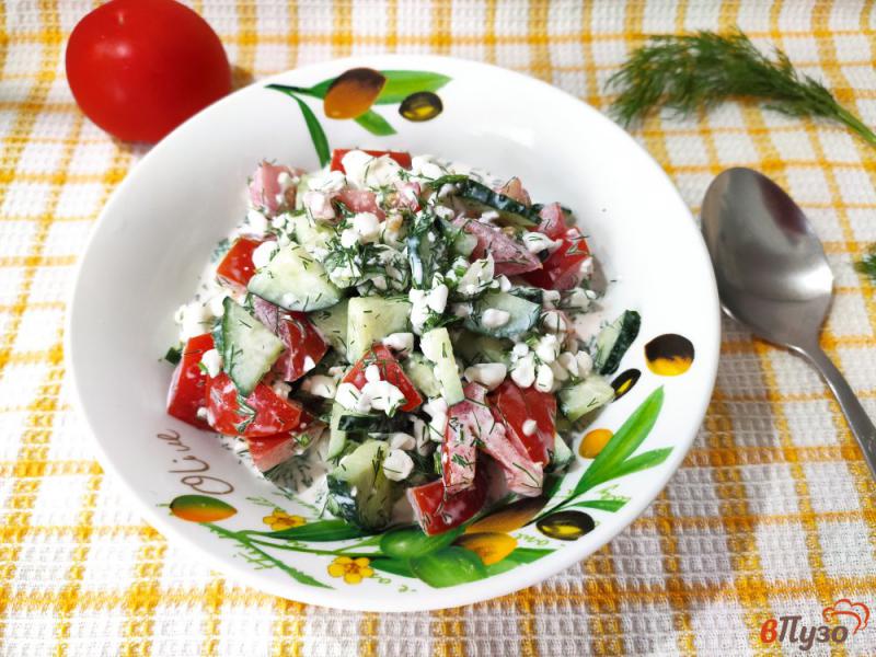 Фото приготовление рецепта: Овощной салат с зернистым творогом шаг №4