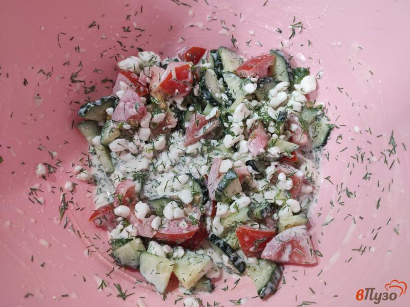 Фото приготовление рецепта: Овощной салат с зернистым творогом шаг №3