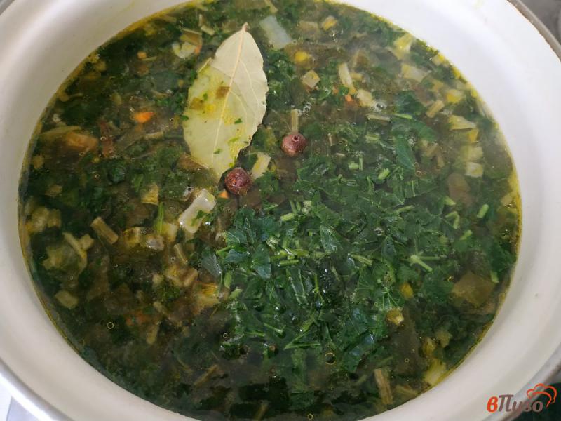 Фото приготовление рецепта: Суп со шпинатом и щавелем на курином бульоне шаг №6