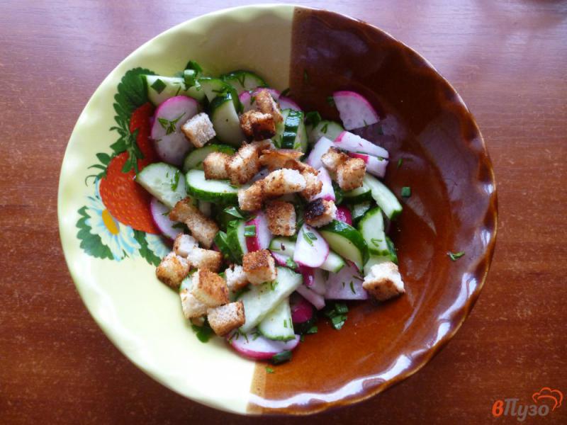 Фото приготовление рецепта: Овощной салат с сухариками шаг №7