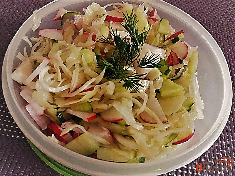 Фото приготовление рецепта: Салат овощной из капусты и редиски шаг №7