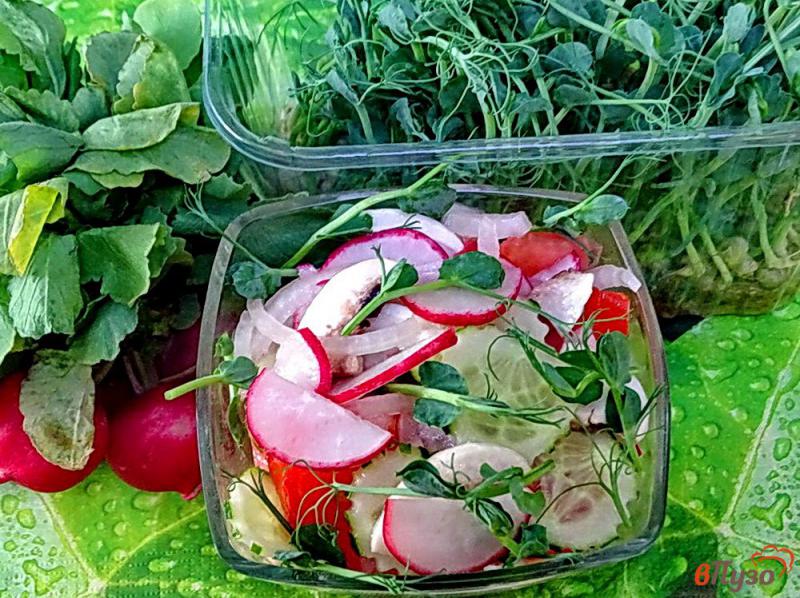 Фото приготовление рецепта: Овощной салат с шампиньонами и проросшим горохом шаг №9
