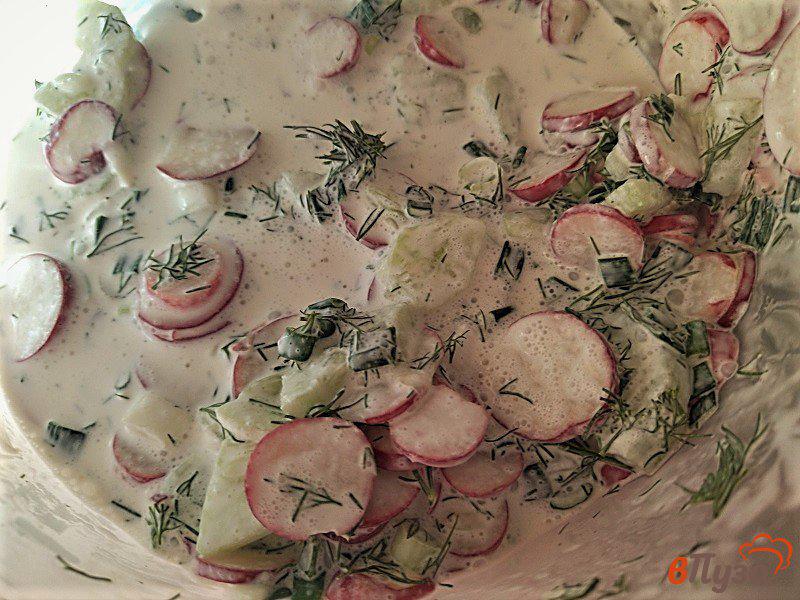 Фото приготовление рецепта: Салат из редиски с зеленью шаг №7