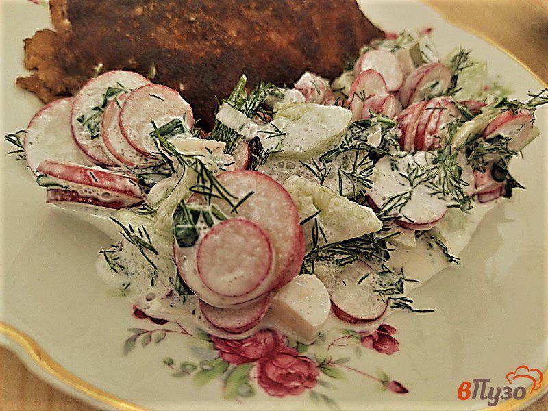 Фото приготовление рецепта: Салат из редиски с зеленью шаг №8