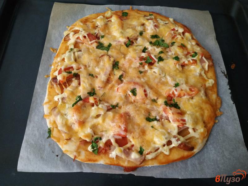 Фото приготовление рецепта: Пицца на бездрожжевом тесте шаг №12