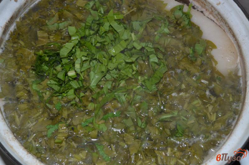 Фото приготовление рецепта: Суп со щавелем и свиными косточками шаг №8