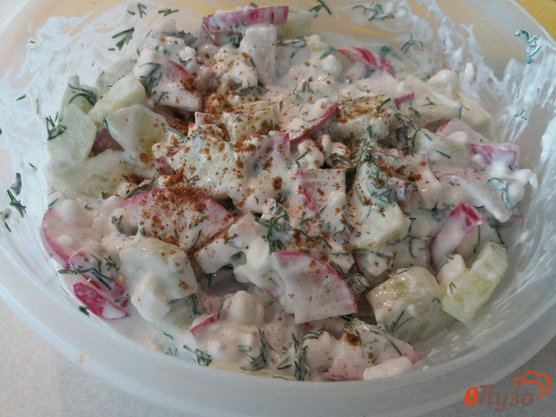 Фото приготовление рецепта: Салат из редиски с творогом шаг №5