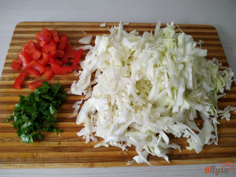 Фото приготовление рецепта: Борщ с молодой капусты и соусом сацебели шаг №7