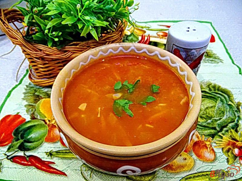 Фото приготовление рецепта: Суп с фасолью рисом и томатом шаг №9