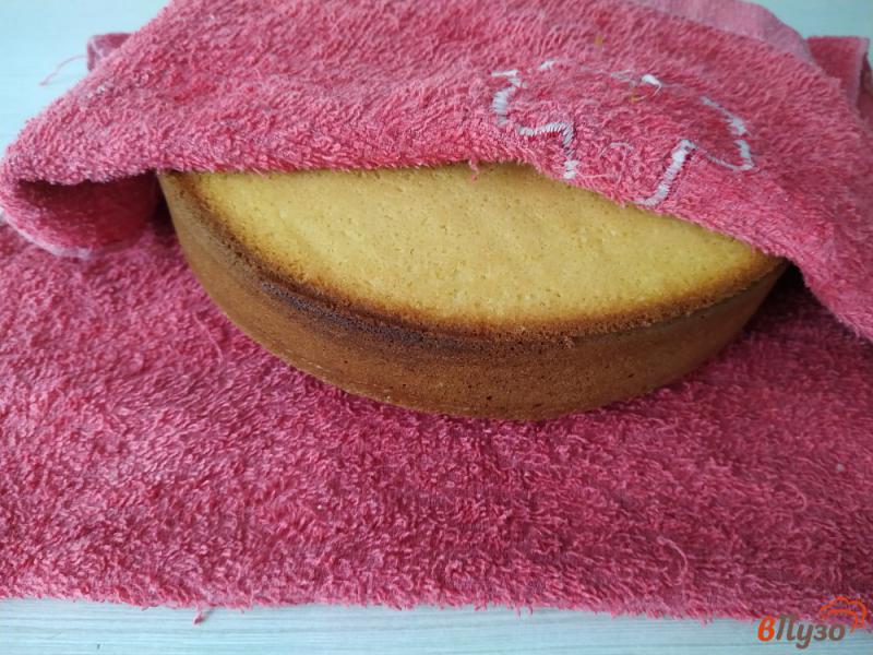 Фото приготовление рецепта: Бисквитный торт с киви шаг №7