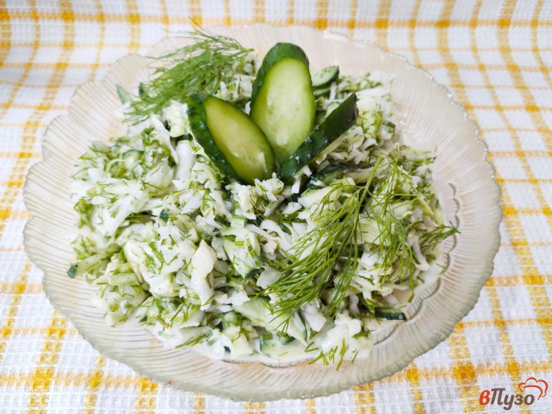 Фото приготовление рецепта: Салат из капусты с чесноком и укропом шаг №8